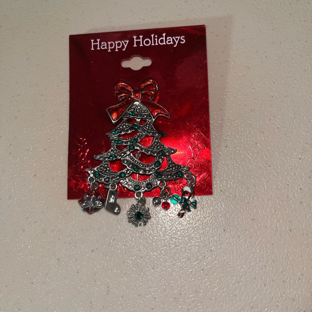 NWT Vintage Kenneth Cole Christmas Tree Brooch with Charms